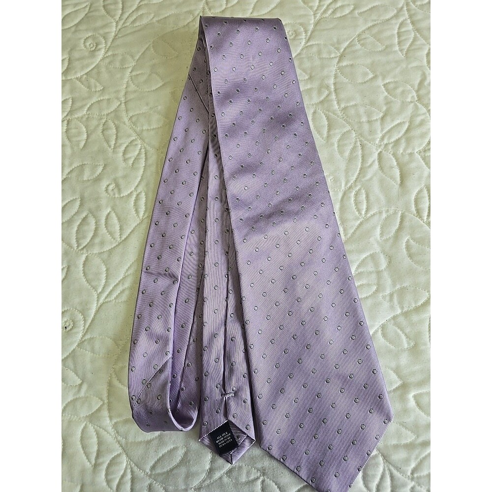 Burberry London Purple W/Gray Dots Tie Made in Italy